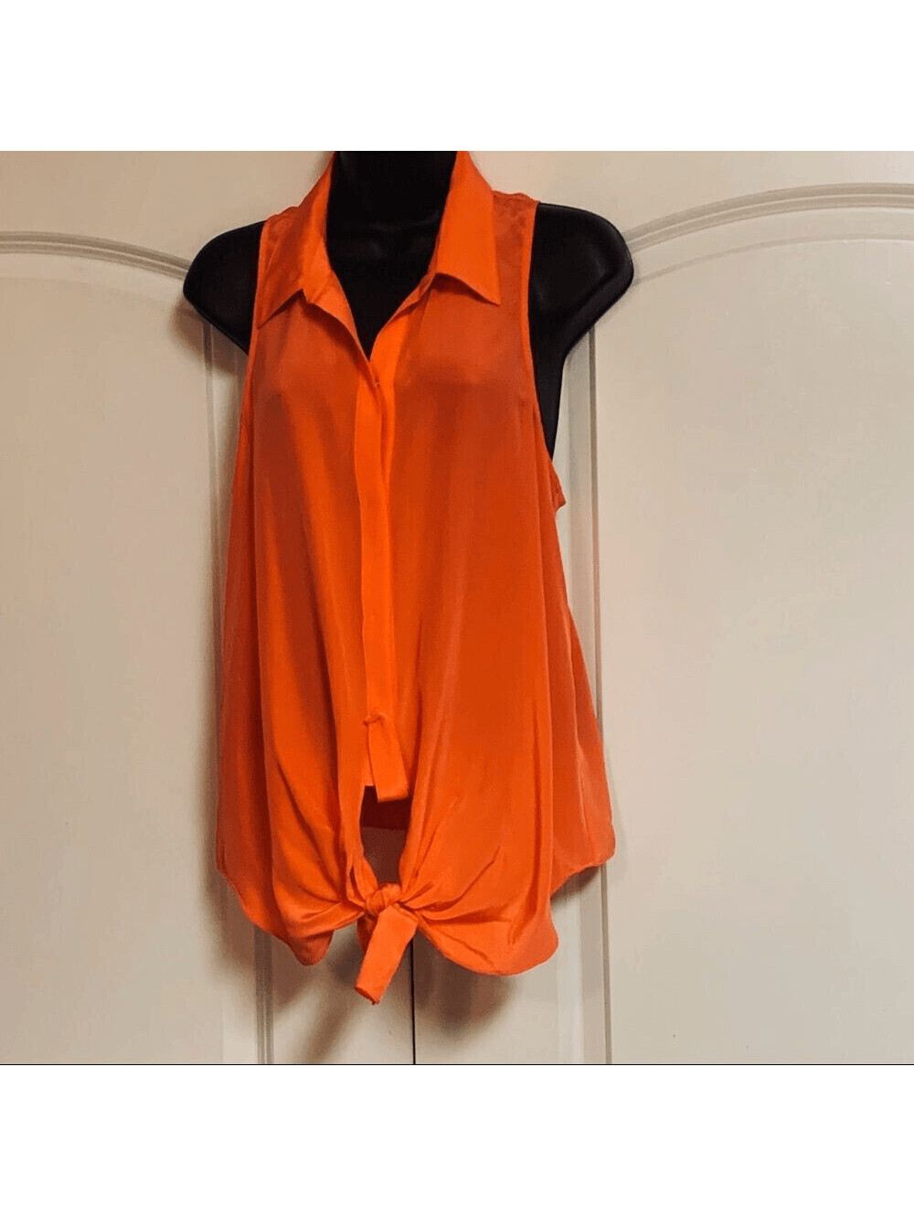 Rory Beca Silk Coral Racerback Waist Tie Top S